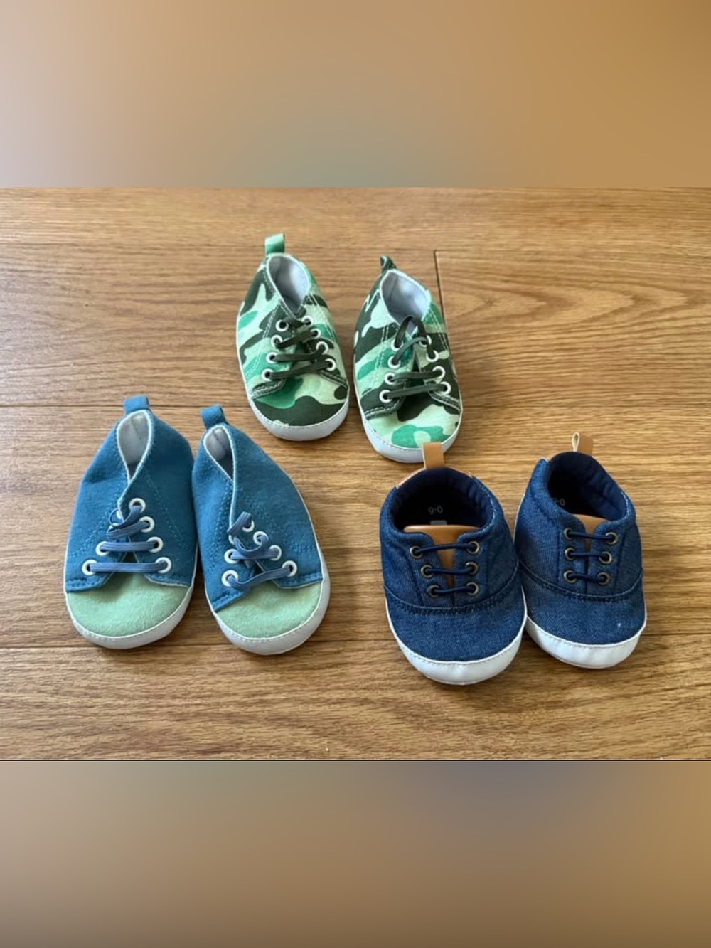 Set of 3 Baby Camouflage Green Canvas Shoes